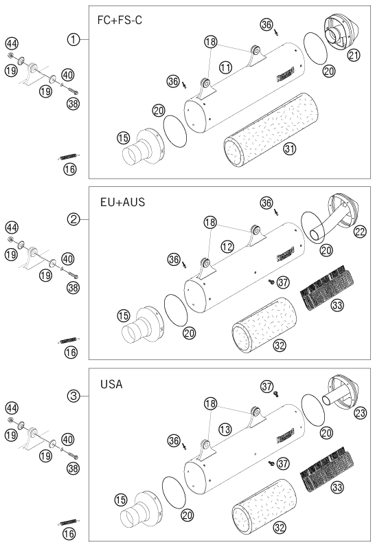 Explosionsgrafik AUSPUFFANLAGE