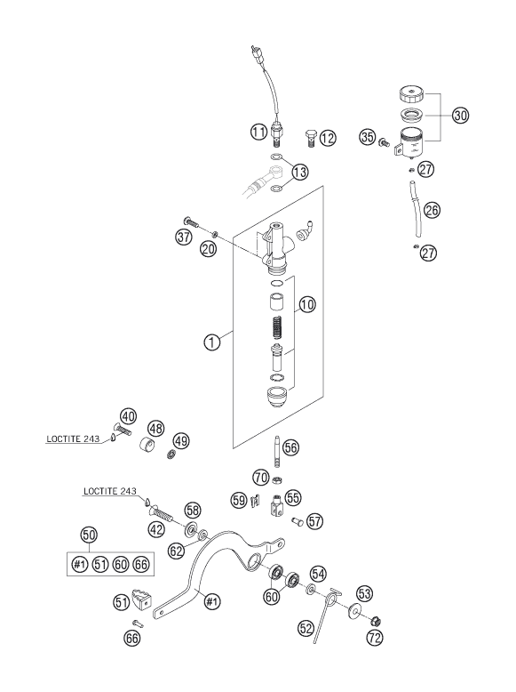 Explosionsgrafik BETÄTIGUNG HINTERBREMSE