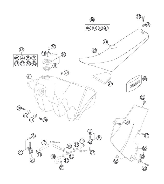 Explosionsgrafik TANK, SITZBANK