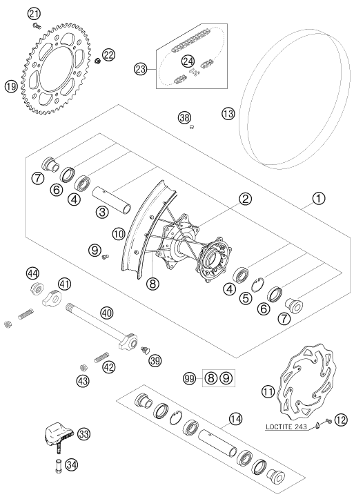 Explosionsgrafik HINTERRAD