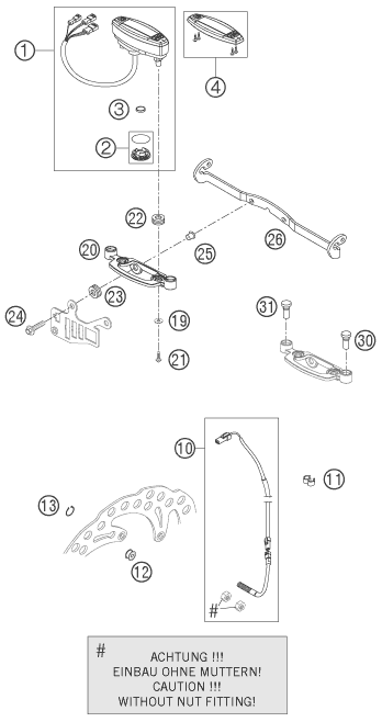 Explosionszeichnung der Baugruppe INSTRUMENTE / SCHLOSSSYSTEM, Position 21 ist markiert