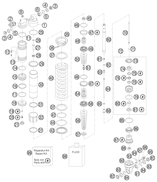 Explosionsgrafik FEDERBEIN ZERLEGT