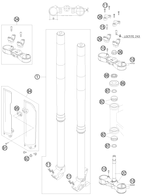 Explosionsgrafik TELEGABEL, GABELBRÜCKE