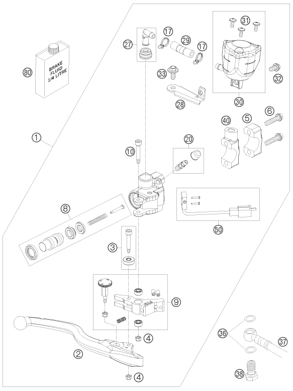 Explosionsgrafik BETÄTIGUNG VORDERBREMSE