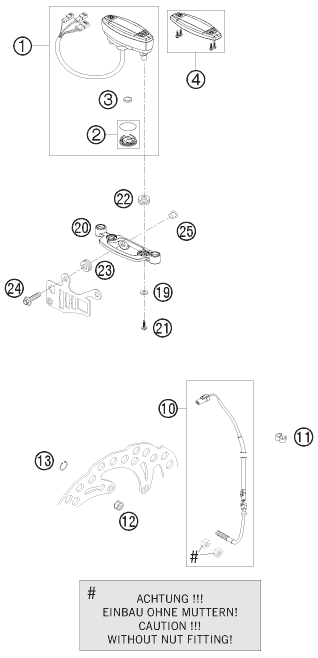 Explosionszeichnung der Baugruppe INSTRUMENTE / SCHLOSSSYSTEM, Position 12 ist markiert