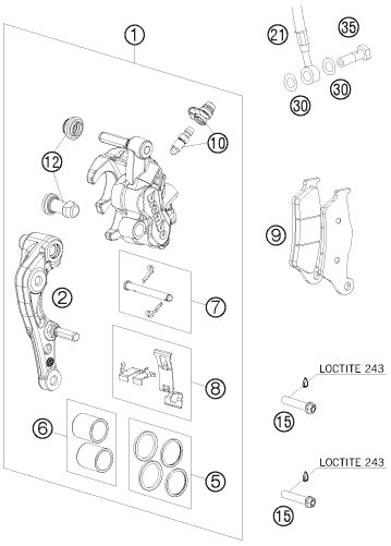 Explosionsgrafik BREMSZANGE VORNE