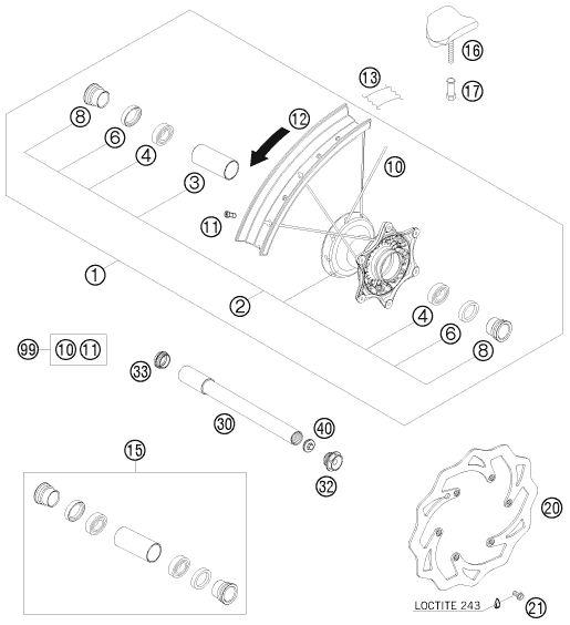 Explosionsgrafik VORDERRAD