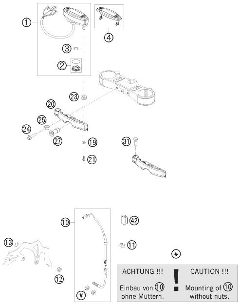 Explosionszeichnung der Baugruppe INSTRUMENTE / SCHLOSSSYSTEM, Position 31 ist markiert