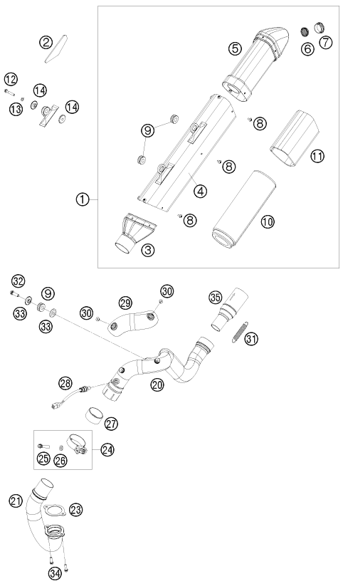 Explosionsgrafik AUSPUFFANLAGE