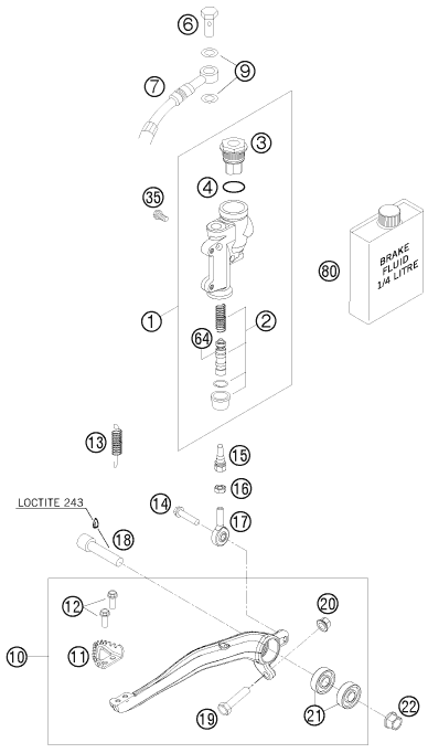 Explosionsgrafik BETÄTIGUNG HINTERBREMSE