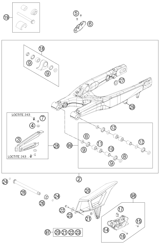 Explosionsgrafik SCHWINGARM