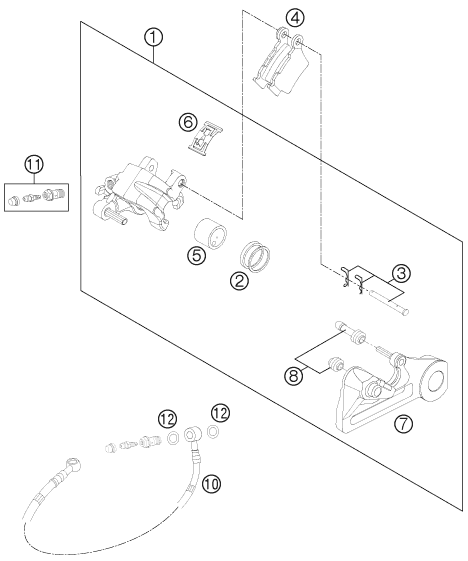 Explosionsgrafik BREMSZANGE HINTEN