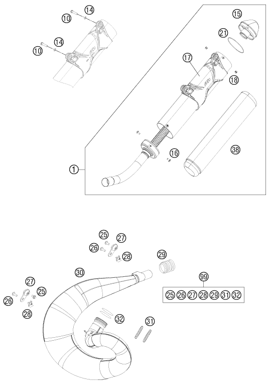 Explosionsgrafik AUSPUFFANLAGE