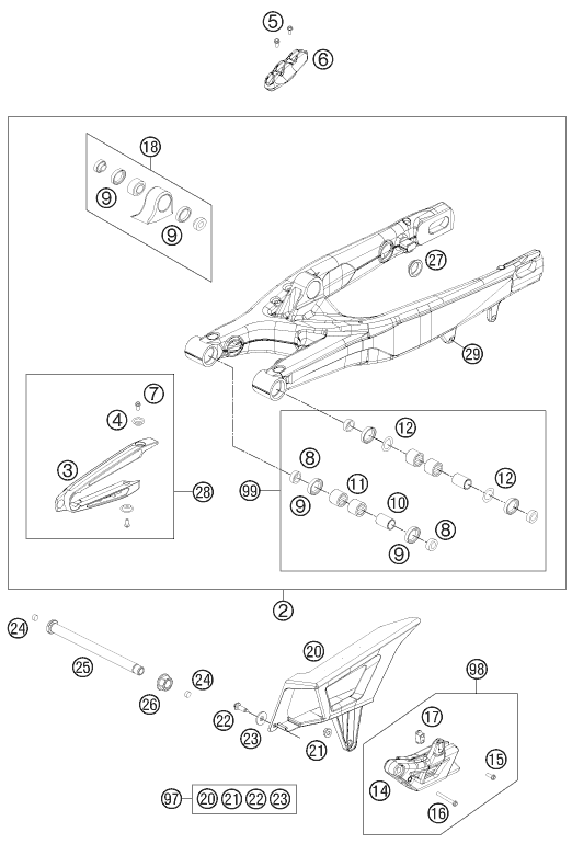 Explosionsgrafik SCHWINGARM