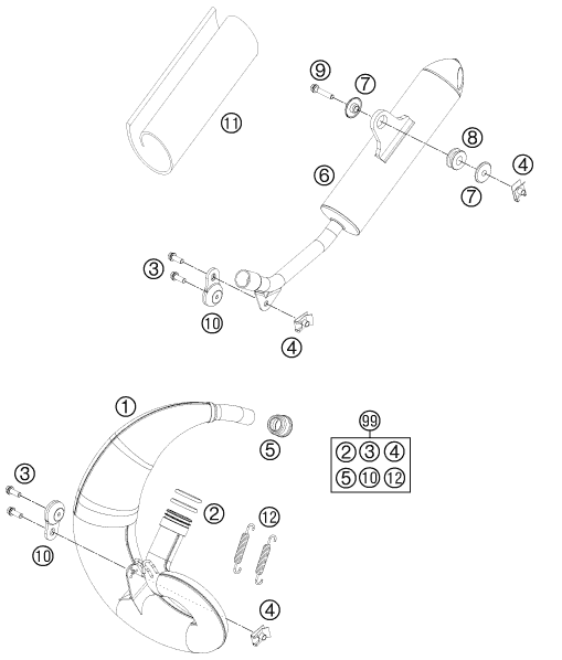 Explosionsgrafik AUSPUFFANLAGE