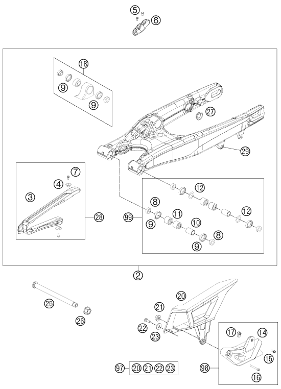 Explosionsgrafik SCHWINGARM