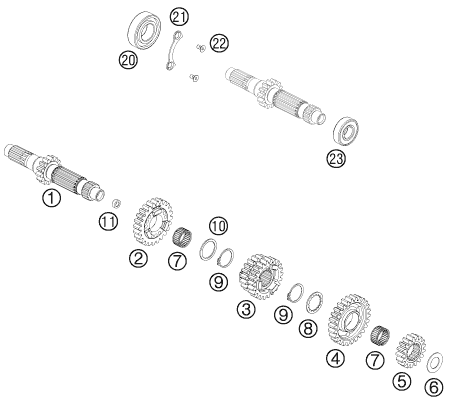 Explosionsgrafik GETRIEBE I - ANTRIEBSWELLE