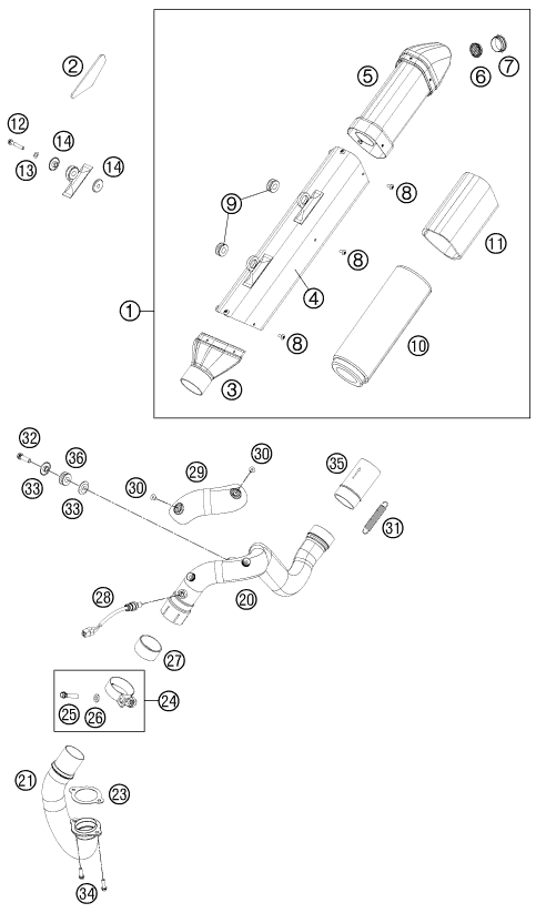 Explosionsgrafik AUSPUFFANLAGE
