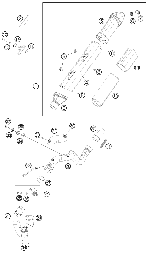 Explosionsgrafik AUSPUFFANLAGE