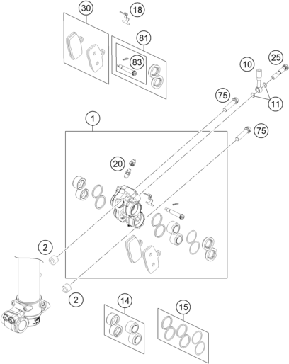 Explosionsgrafik BREMSZANGE VORNE