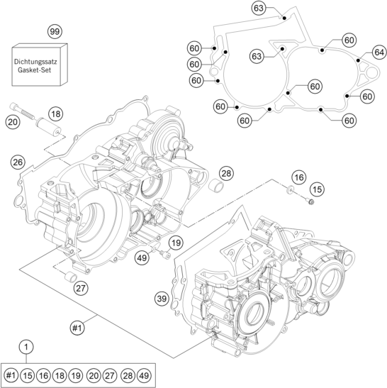Explosionsgrafik MOTORGEHÄUSE