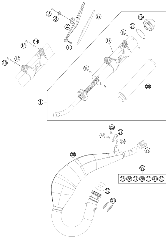 Explosionsgrafik AUSPUFFANLAGE
