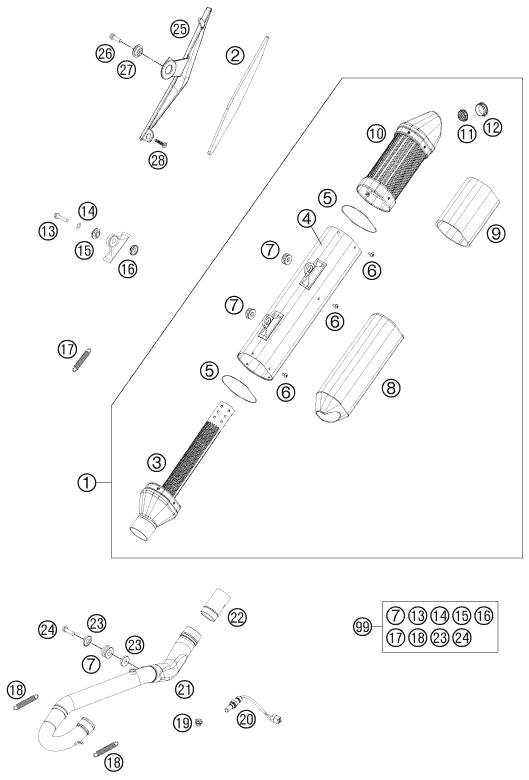 Explosionsgrafik AUSPUFFANLAGE