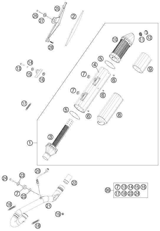 Explosionsgrafik AUSPUFFANLAGE