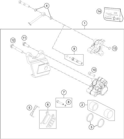Explosionsgrafik BREMSZANGE HINTEN