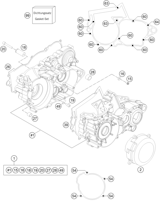 Explosionsgrafik MOTORGEHÄUSE