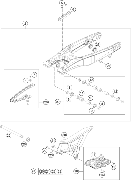 Explosionsgrafik SCHWINGARM
