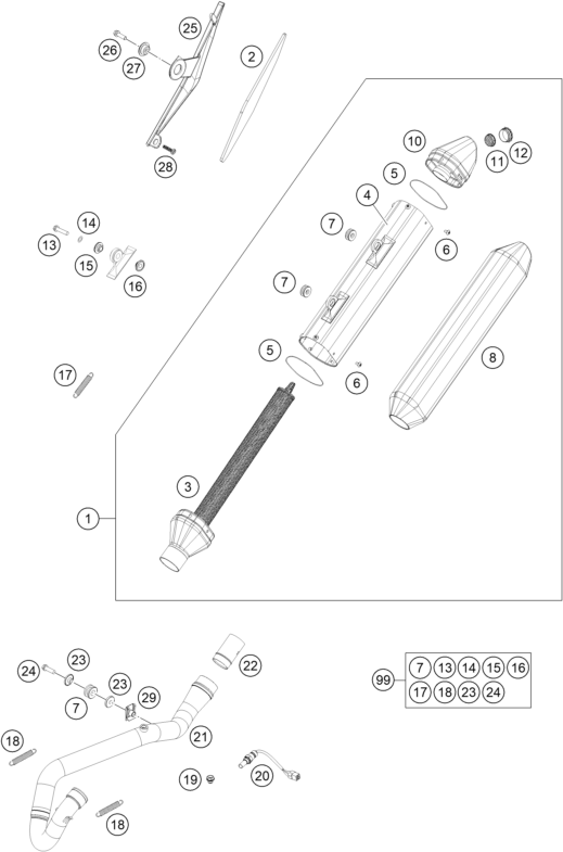 Explosionsgrafik AUSPUFFANLAGE