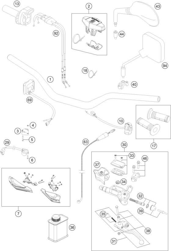Explosionszeichnung der Baugruppe LENKER, ARMATUREN, Position 6 ist markiert