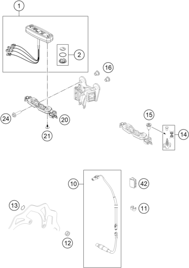Explosionszeichnung der Baugruppe INSTRUMENTE / SCHLOSSSYSTEM, Position 16 ist markiert