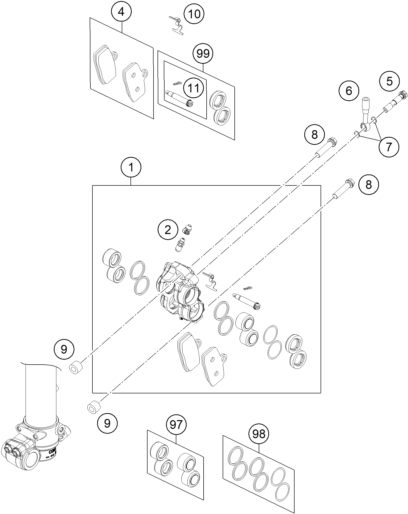 Explosionsgrafik BREMSZANGE VORNE