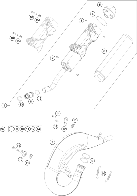 Explosionsgrafik AUSPUFFANLAGE