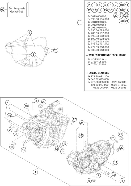 Explosionsgrafik MOTORGEHÄUSE