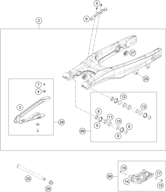 Explosionsgrafik SCHWINGARM