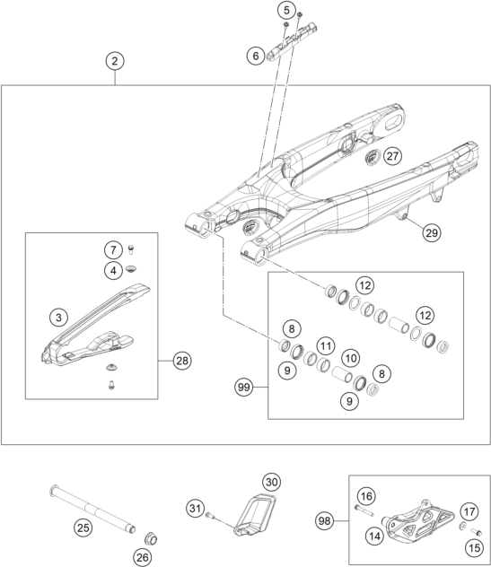 Explosionsgrafik SCHWINGARM