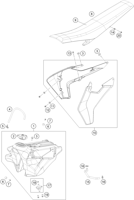 Explosionsgrafik TANK, SITZBANK