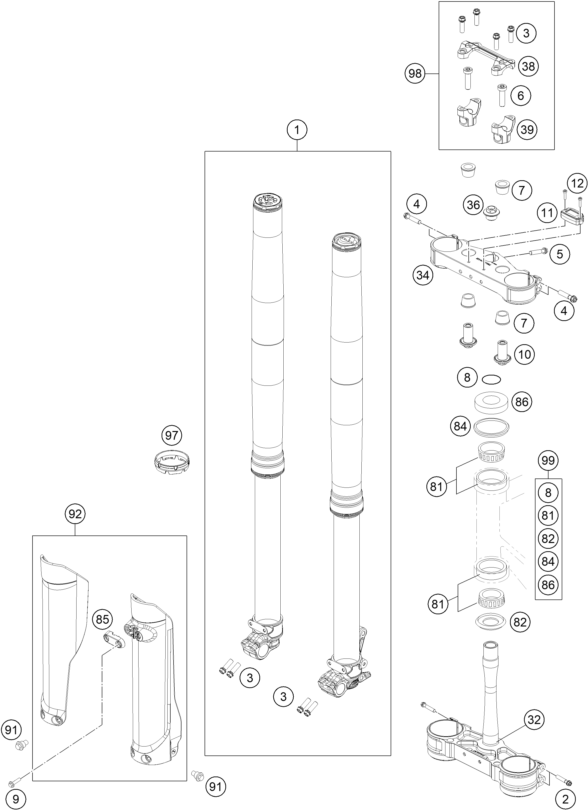 Explosionsgrafik TELEGABEL, GABELBRÜCKE