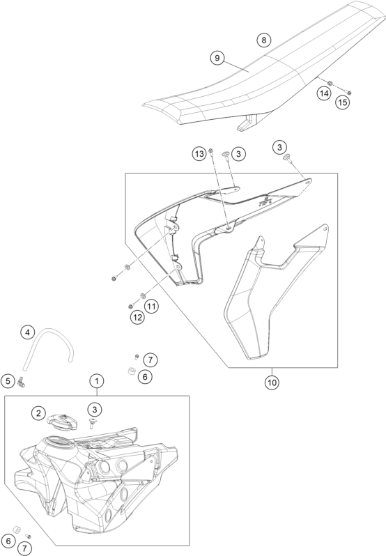 Explosionsgrafik TANK, SITZBANK