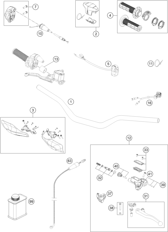 Explosionszeichnung der Baugruppe LENKER, ARMATUREN, Position 5 ist markiert