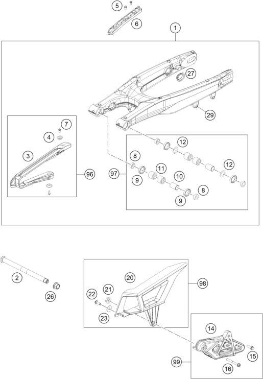 Explosionsgrafik SCHWINGARM