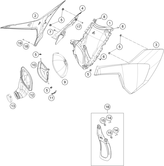 Explosionsgrafik LUFTFILTER