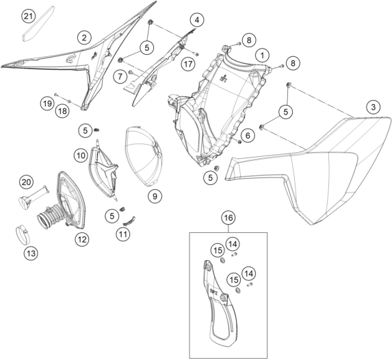 Explosionsgrafik LUFTFILTER