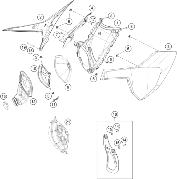 Explosionsgrafik LUFTFILTER