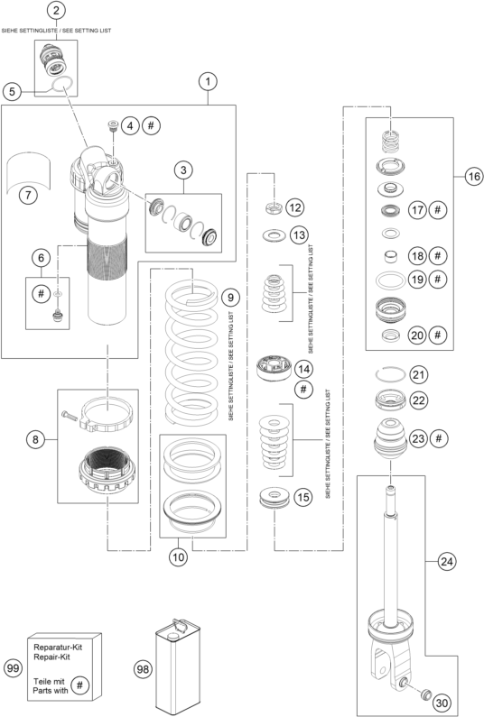 Explosionsgrafik FEDERBEIN ZERLEGT