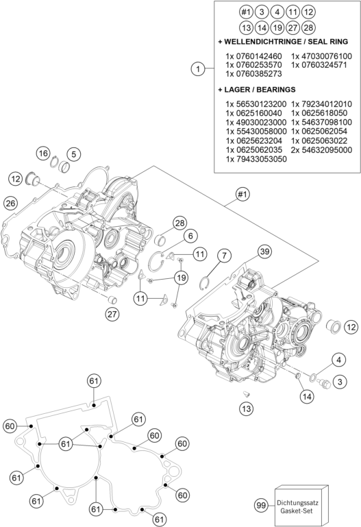Explosionsgrafik MOTORGEHÄUSE