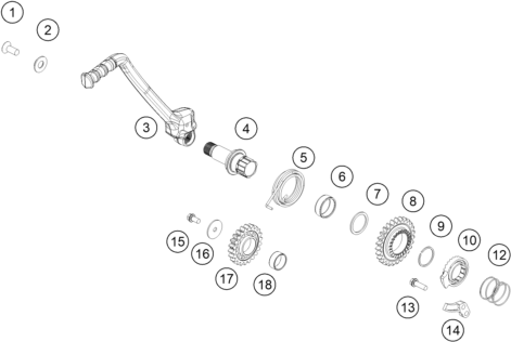 Explosionszeichnung der Baugruppe KICKSTARTER, Position 3 ist markiert